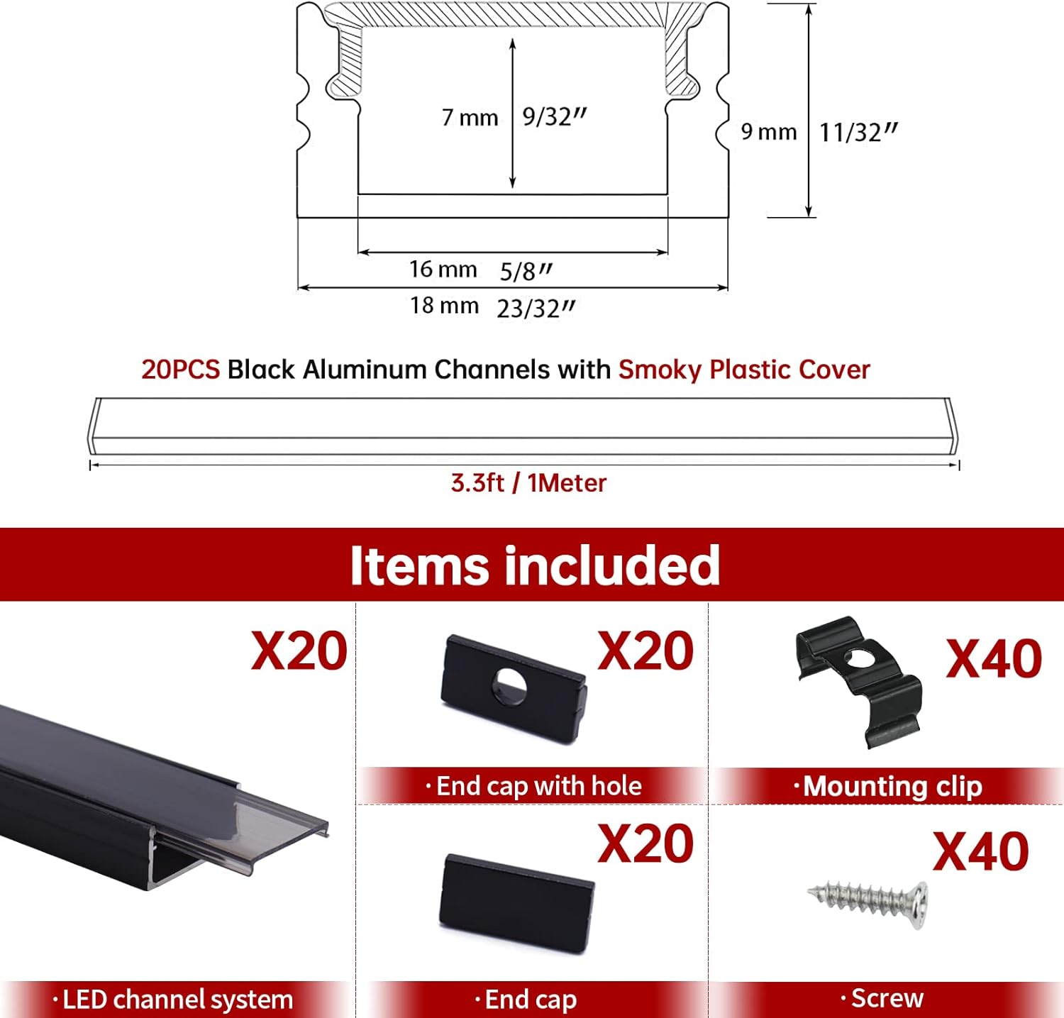 Exсluѕіvе Dіѕсоunt 60% Prісе Muzata 20Pack 3.3FT/1M Black LED Channel System with Crystal Smoke Transparent Clear Cover Lens for Strip Tape Philips Hue Plus Lights, U-Shape Aluminum Profile Extrusion Track U102 1M BB,LU2 LP1 60% оƒƒ Dіѕсоunt Muzata 20Pack 3.3FT/1M Black LED Channel System with Crystal Smoke Transparent Clear Cover Lens for Strip Tape Philips Hue Plus Lights, U-Shape Aluminum Profile Extrusion Track U102 1M BB,LU2 LP1