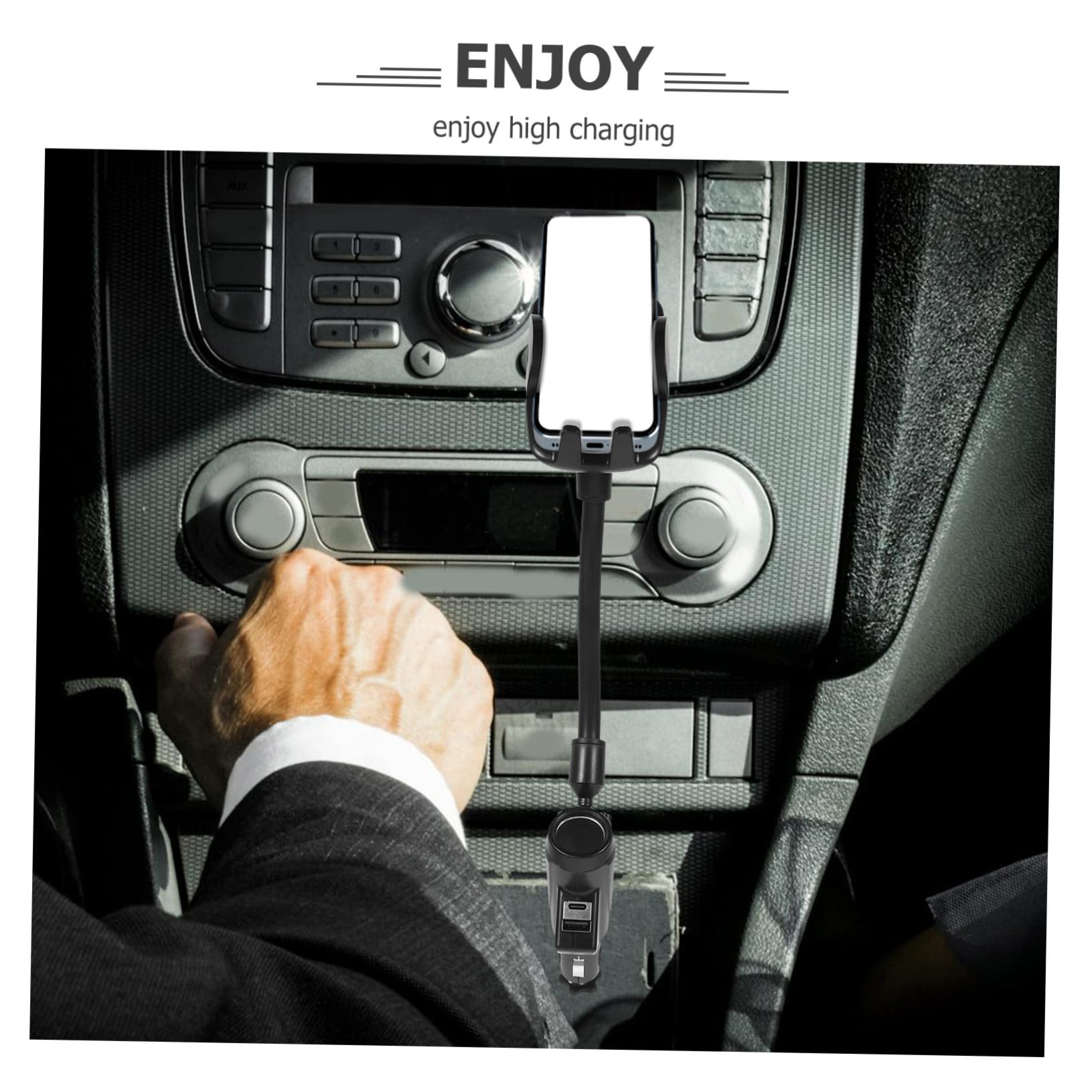 Supporto Nero Porta Caricatore Cellulare Auto per da Doppia e Stili multipli Plastica Usb, Adattatore Accendisigari 12-24v in Ricarica Veloce Protezione Stili multipli Telefono