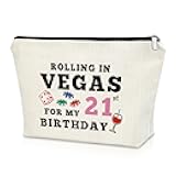 21st Birthday Gifts Makeup Bag Las Vegas 21st Birthday Decorations Gifts 21 Year Old Birthday Gifts for Her Daughter Sister Vegas Trip Vacation Gifts Cosmetic Bag Twenty First Birthday Presents