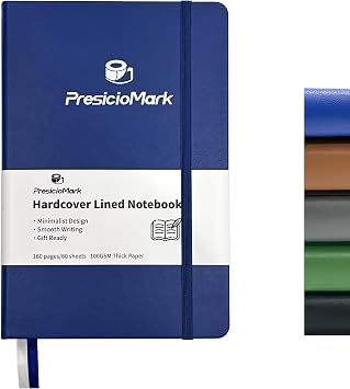 Linend A5 Journal Notebook, Hardcover Notebook, Journal for Writing, Work, School, Daily Notes, Medium 5.7"x8.3", 160 Pages, 100 GSM Thick Paper - Blue