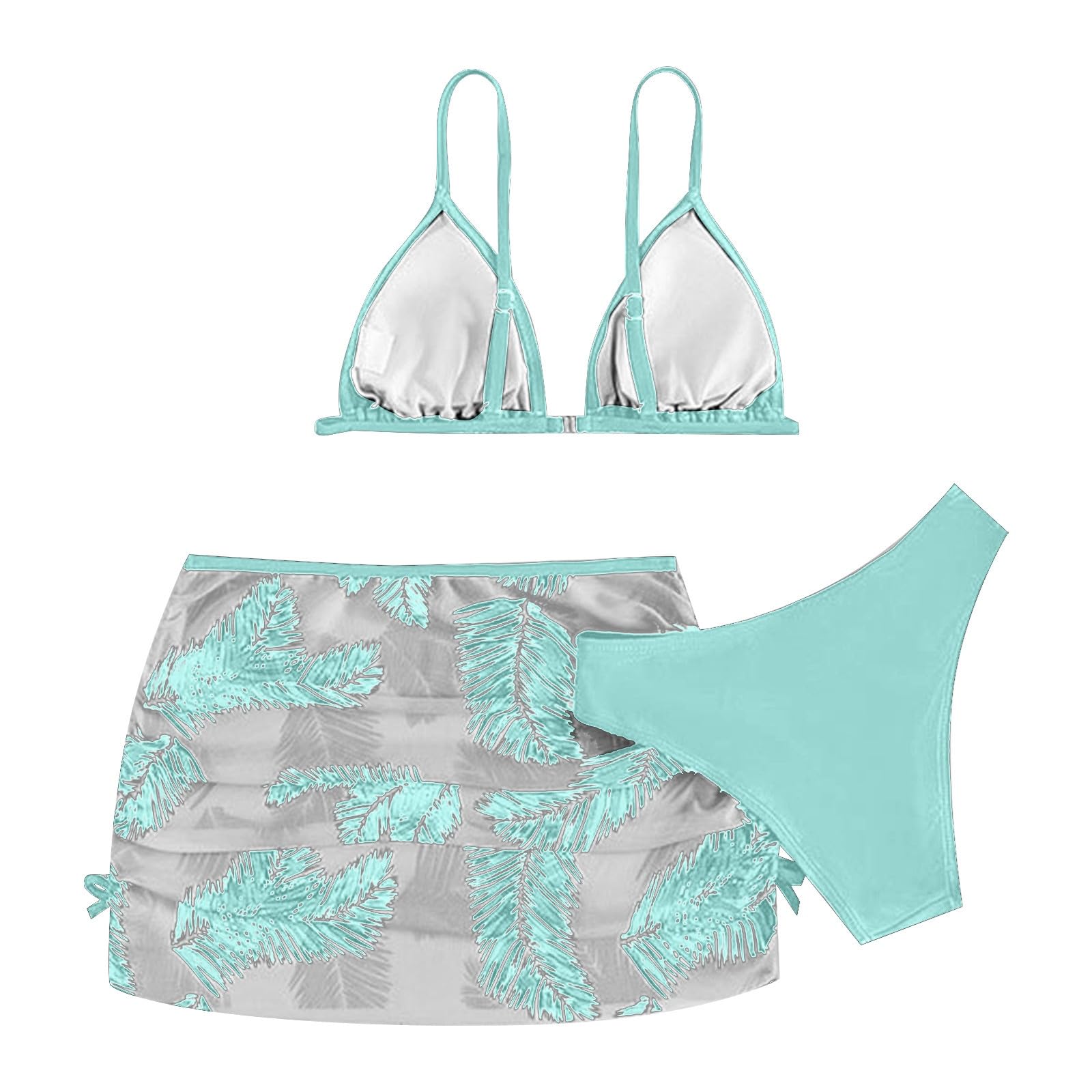 Bikinis 3 Piezas para Niña Trajes de Baño Verano Conjunto de Bikinis Niñas Ropa con Top Bikini Tirantes Ajustables Shorts Bikini y Falda Estampada dePlaya y Piscina
