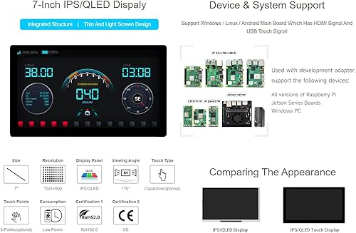 Miniatura 4 de waveshare Pantalla integrada IPS de 7 pulgadas compatible con Raspberry Pi 5/4B/3B+/3B/2B/B+/A+/A+/Zero/Zero W/WH/Zero 2W Soporta Jetson Nano y