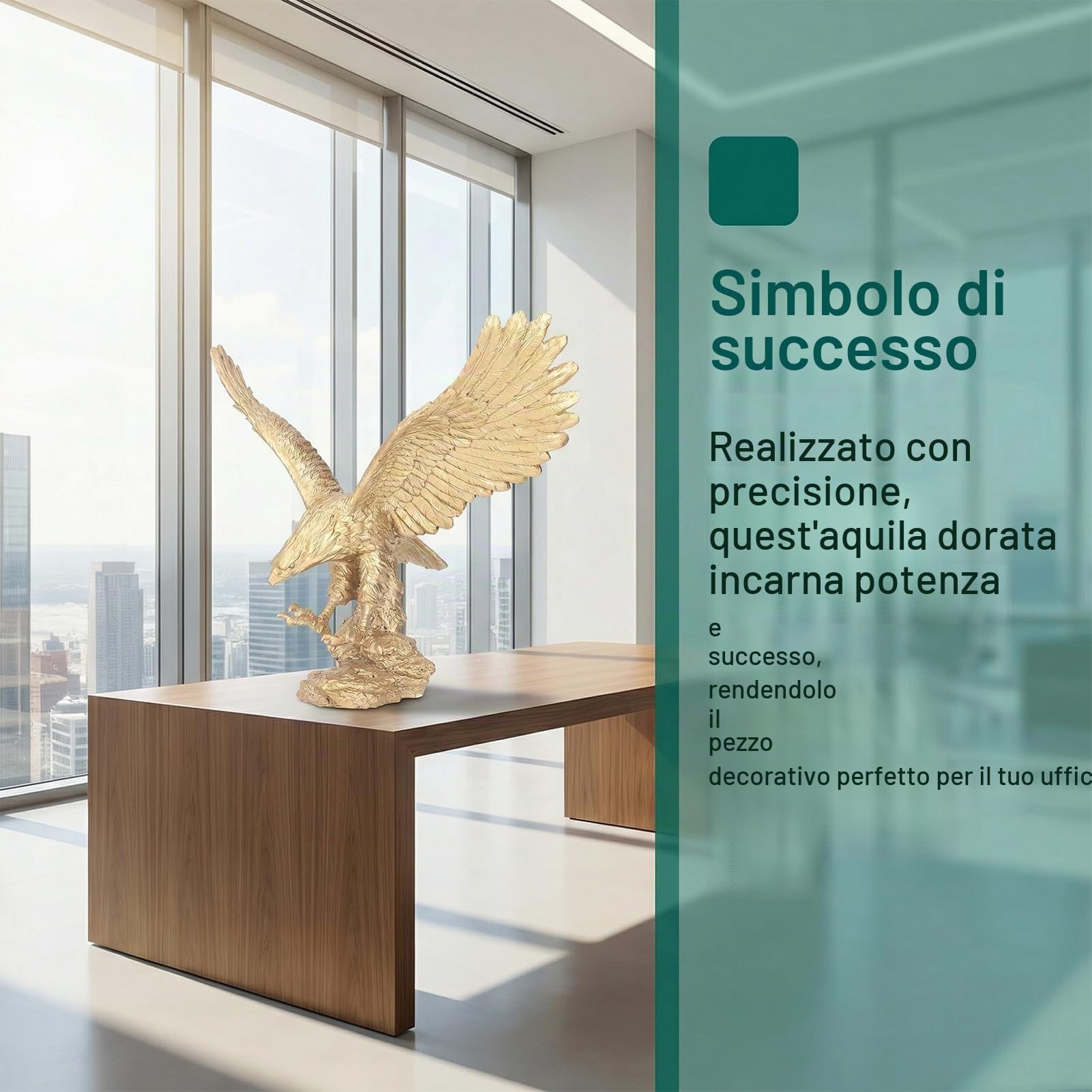 Aquila Reale Scultura Decorativa Grande Statua Aquila maestosa in Resina per Ufficio Casa Giardino Scrittoio Regalo di Lusso Decorazione d'Interni