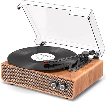 Vinyl Record Player 3-Speed Vintage Record Player with Upgraded Speakers | Bluetooth in, Balanced Counterweight | RCA Outpt AUX Input | LP Turntable
