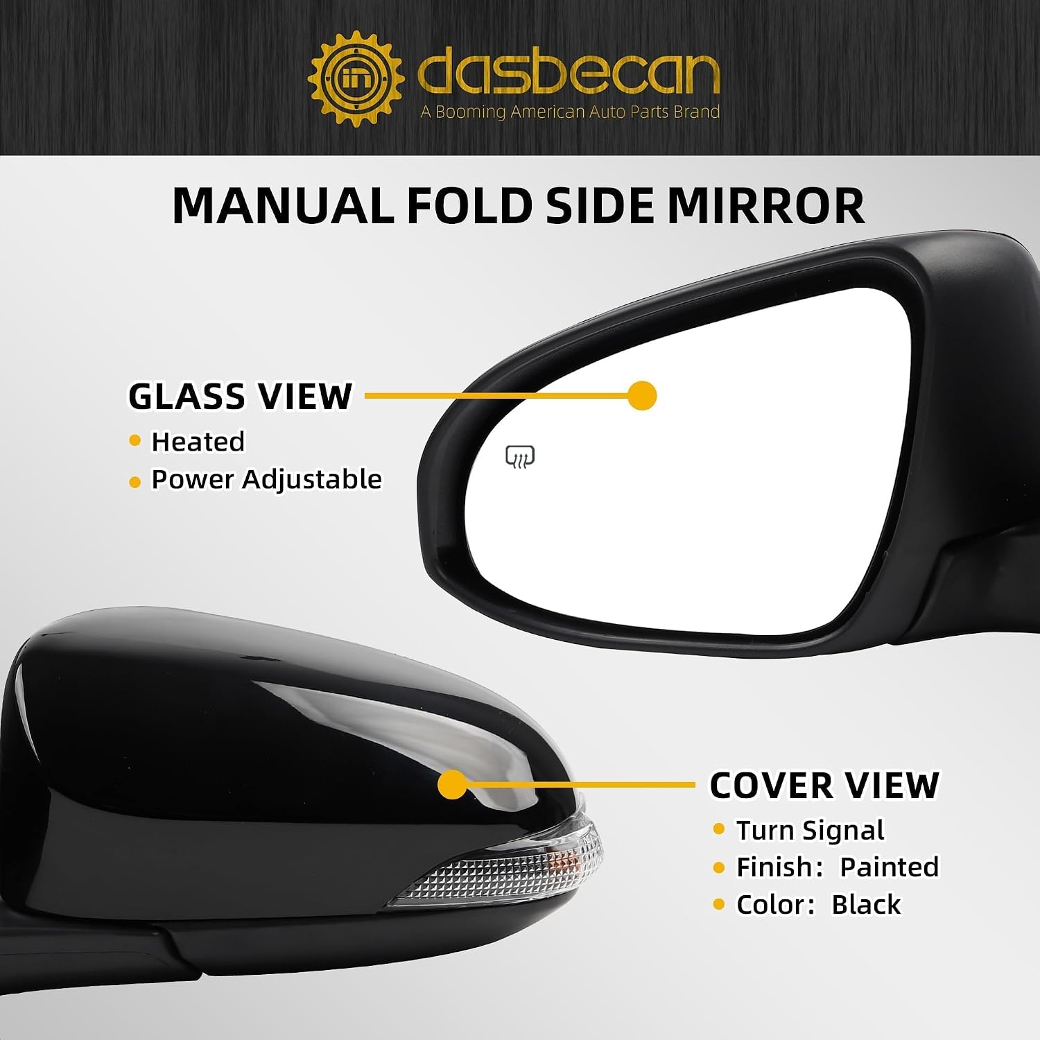 Dasbecan Driver Side Mirror Compatible with Toyota Corolla 2014-2019 7P image 3