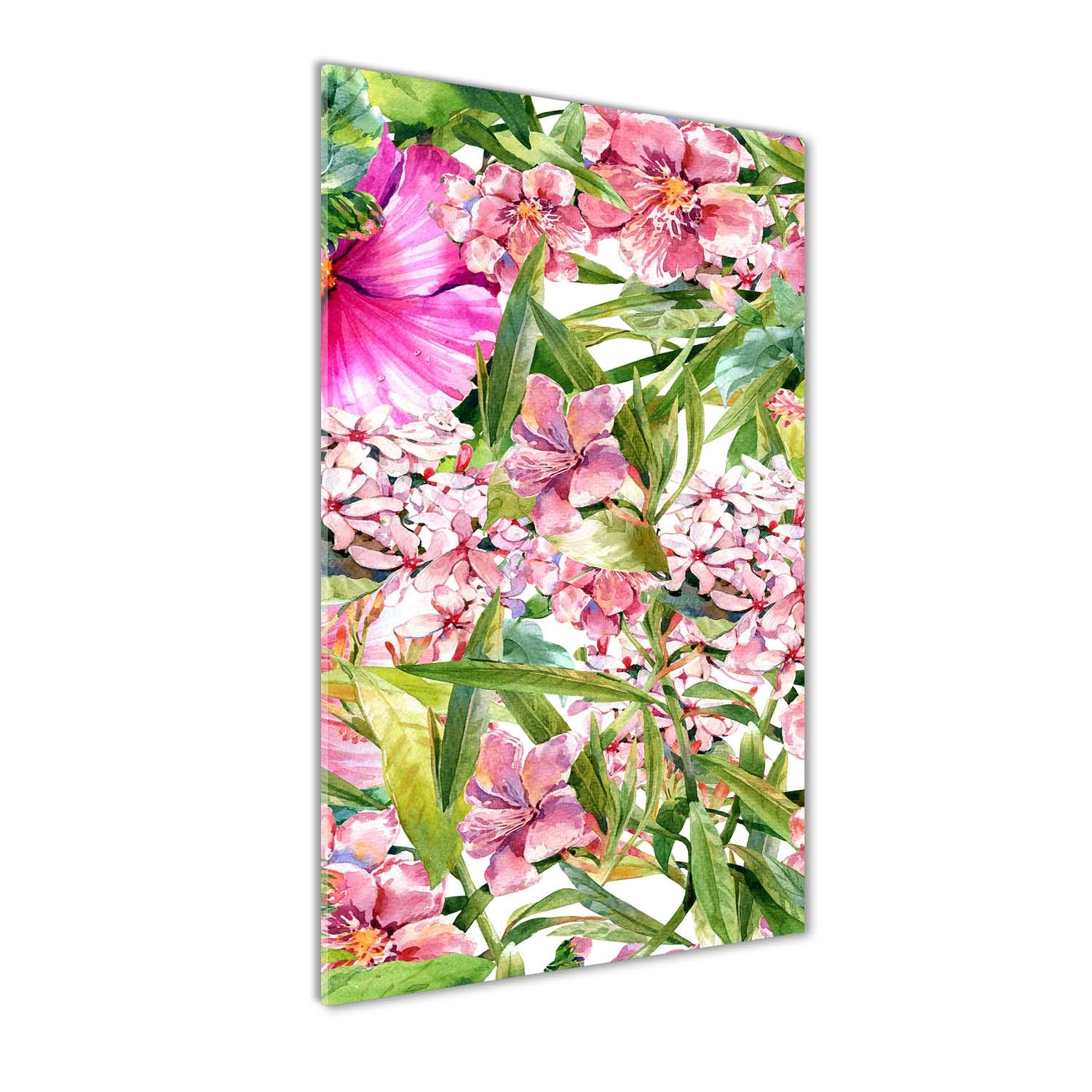 Impression sur Verre 50x100 cm Fleurs Tropicales Rose Tableau Panoramique Tulup