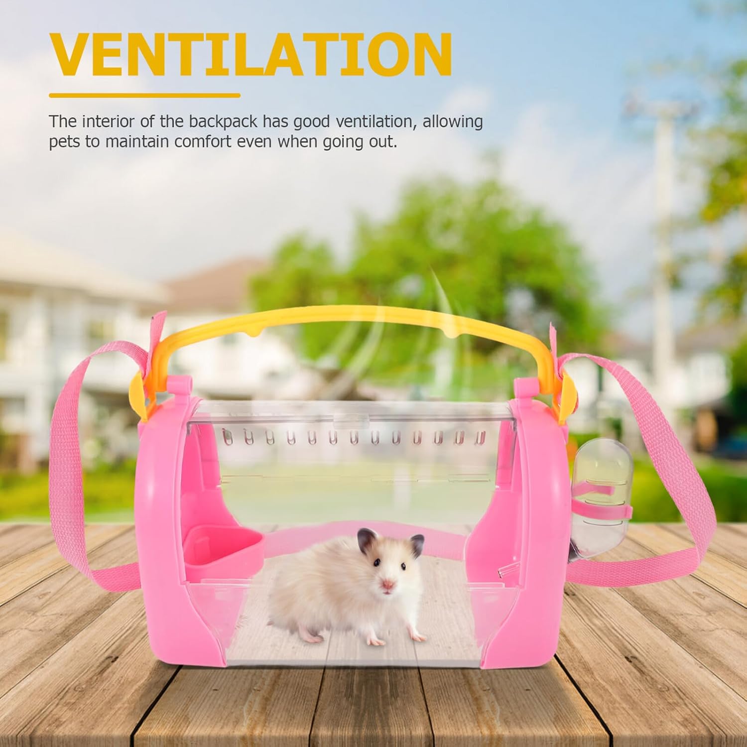 Toddmomy Small Pet Carrier Cage with Shoulder Sling, Travel Hamster Box, Portable Pink Pet Cage for Hamsters, Rats, and Small Animals