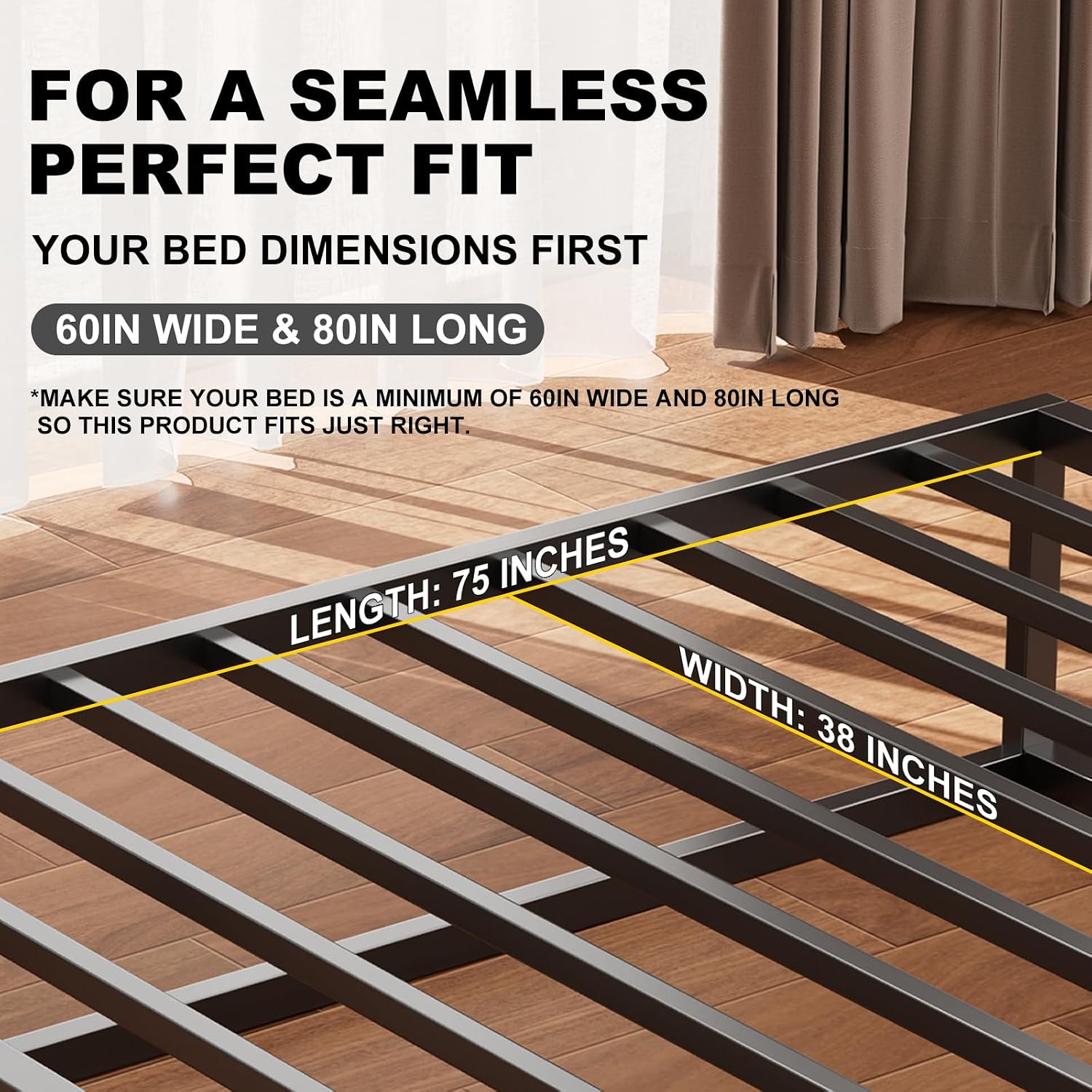 10mm Foldable Queen Bunkie Board 60"x80", Tool-Free Mattress Support Foundation, Breathable Noise-Reducing Cover, Anti-Sag Panel for Bed Frame, Bunk Bed, Daybed & Sleeper Sofa