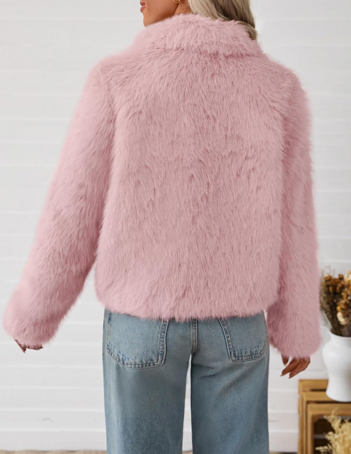 MEROKEETY Women's 2025 Winter Coats Furry Faux Fur Jackets Long Sleeve Coat Trendy Warm Outerwear with Pockets - Image 8