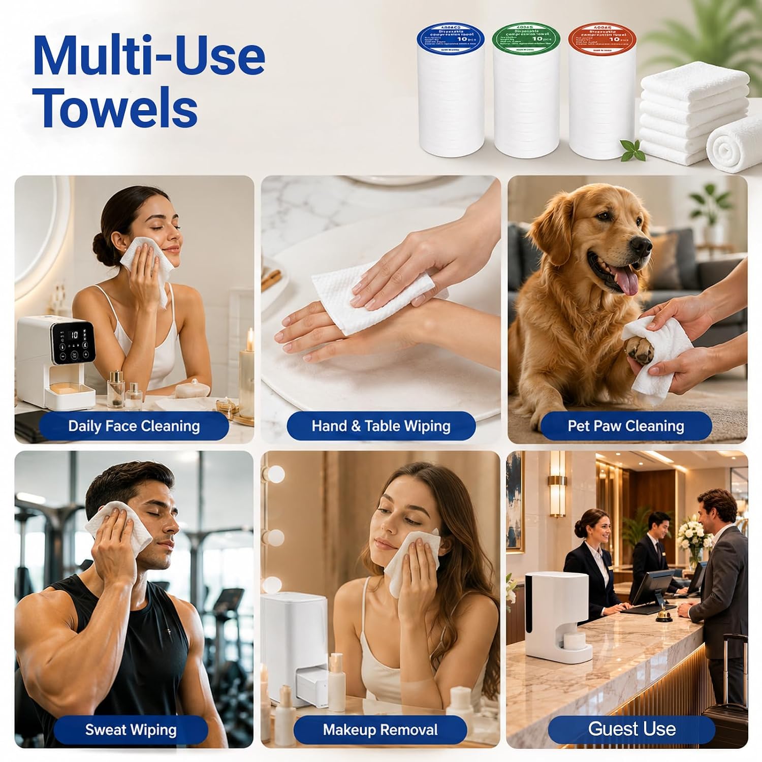 80PCS Towel Refills for Hot Towel Dispenser, Disposable Face Towel for Daily Face Care Homel Spa, Portable Compressed Towels for Hot Face Towel Warmer, 8 Buckets image 5