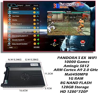 Retro Game Console with 10888 Games, Street Arcade Cabinet, RGB Light Panel, 8-Way Joystick, 16 Buttons, 720P HD Output for Ultimate Gaming Experience