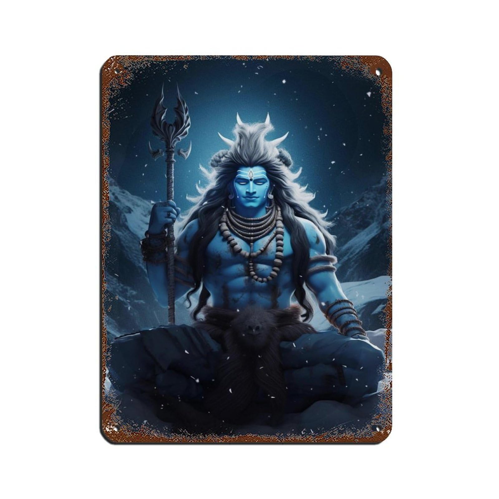 Hindu God Shiva Art, Gift For Her Tin Sign Vintage Metal Pub Club Cafe Bar Home Wall Art Decoration Poster Retro 12x16inch(30x40cm)