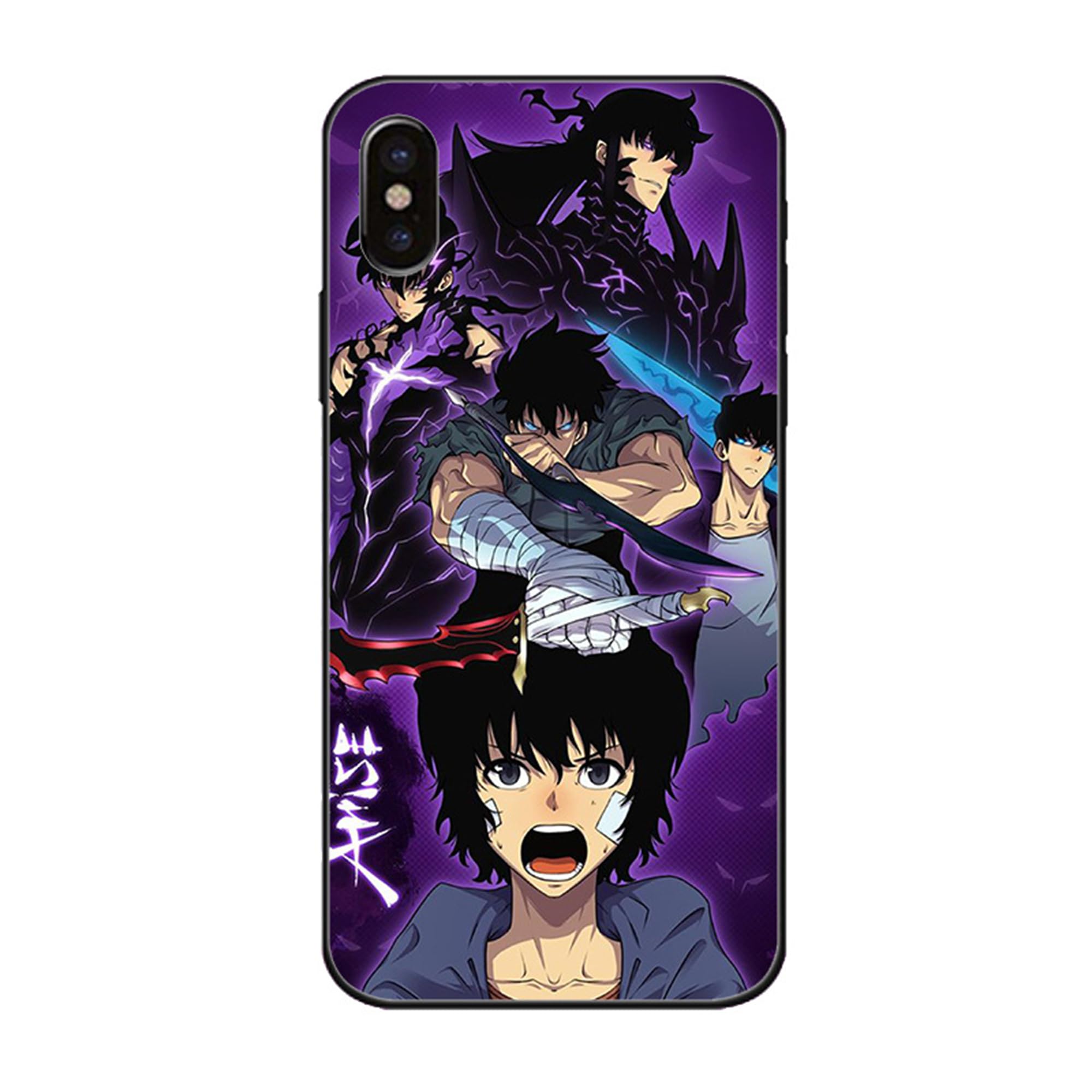 Solo Leveling Phone Case Sung Jinwoo Anime Protective Cover Compatible with iPhone 15 ProMax Galaxy Ultra S20 (iPhoneXsMax,B)