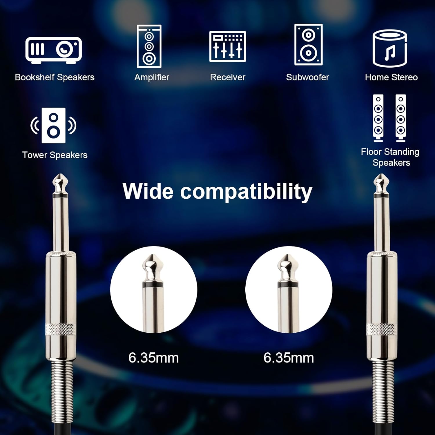 1/4" Speaker Cable - 2PCS 10 Feet 1/4 Inch TS Male DJ/PA Instrument Guitar Cable 10FT Speaker Wire Cord for Audio Amplifier Guitar - 2 Pack - Image 7