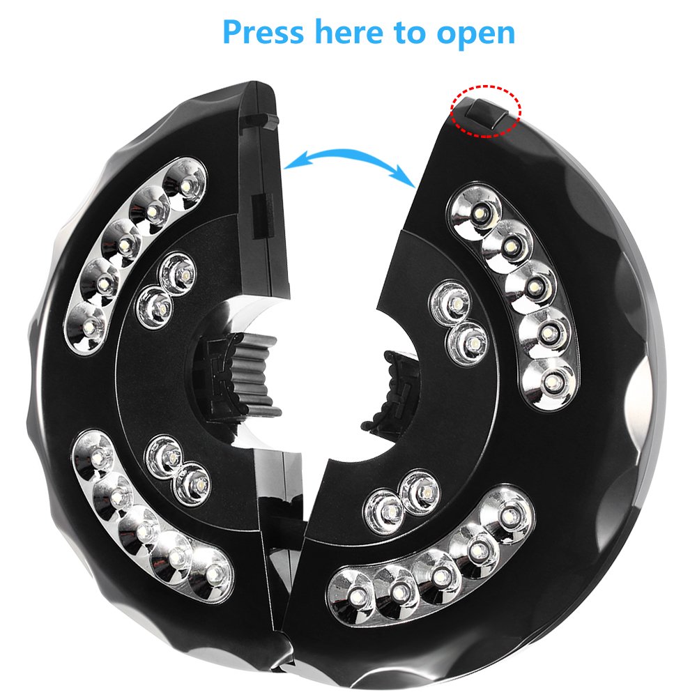 Iluminación para sombrilla, 28 LED USB, recargable, con 3 modos de iluminación, capacidad de batería de 4400 mAh, 54 horas de iluminación, resistente al agua para jardín, camping y más (blanco)