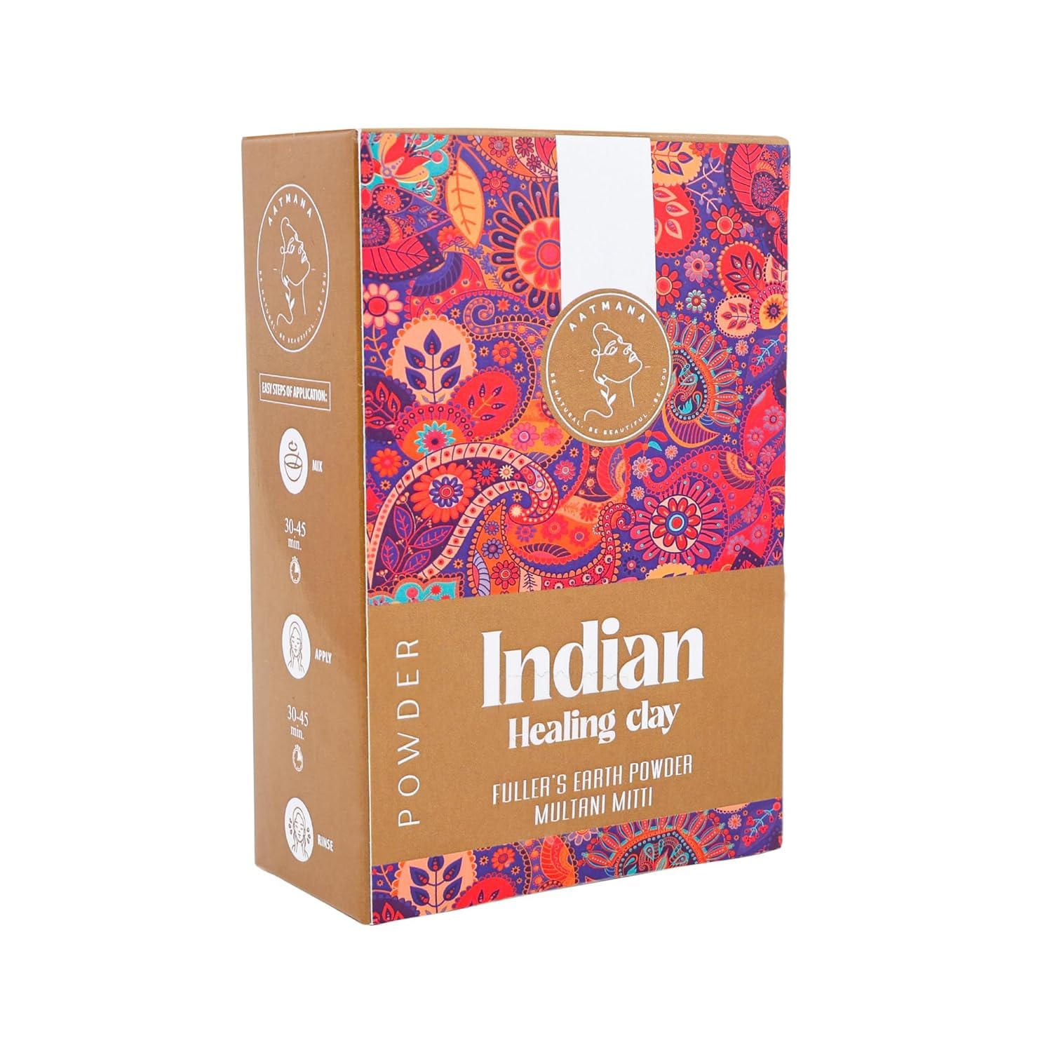 AATMANA Fullers Earth Powder | Multani Mitti | Indian Healing Clay | Deep Skin Pore Purifying Face Mask Skin care & Dirt Remover - 100g