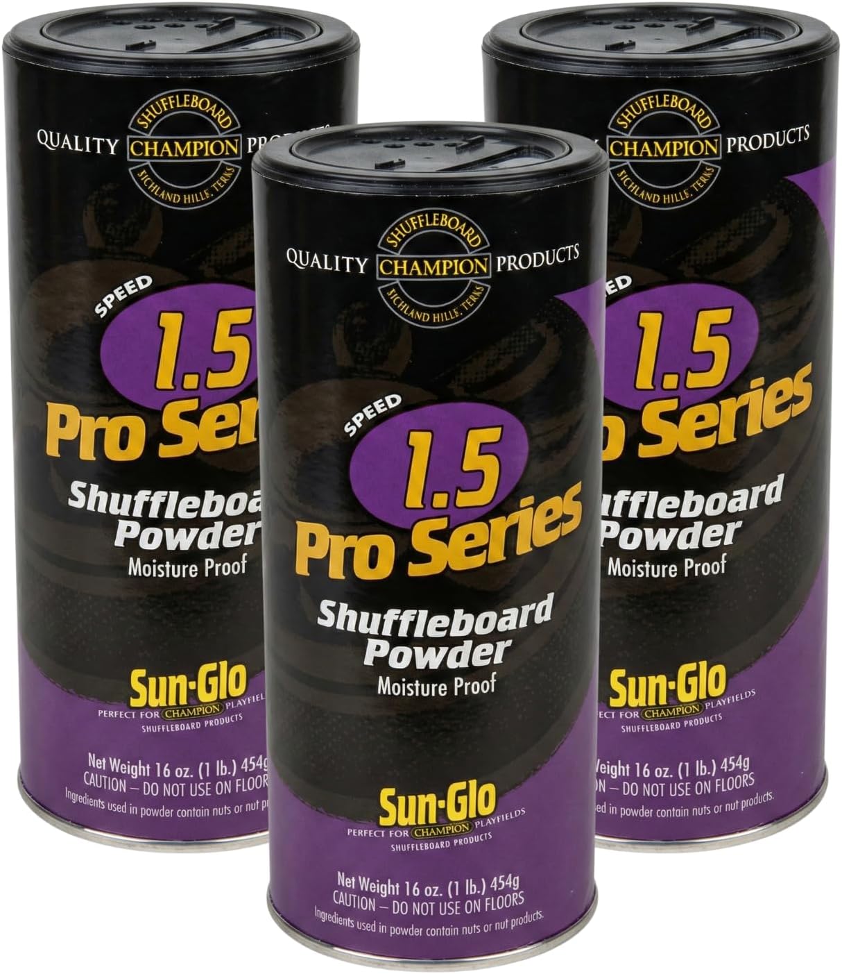 Sun-Glo Speed 1.5 (Pro Series) Shuffleboard Powder Wax – The Professional’s Choice for Speed & Accuracy – 16 oz Shaker Can (Pack of 3)