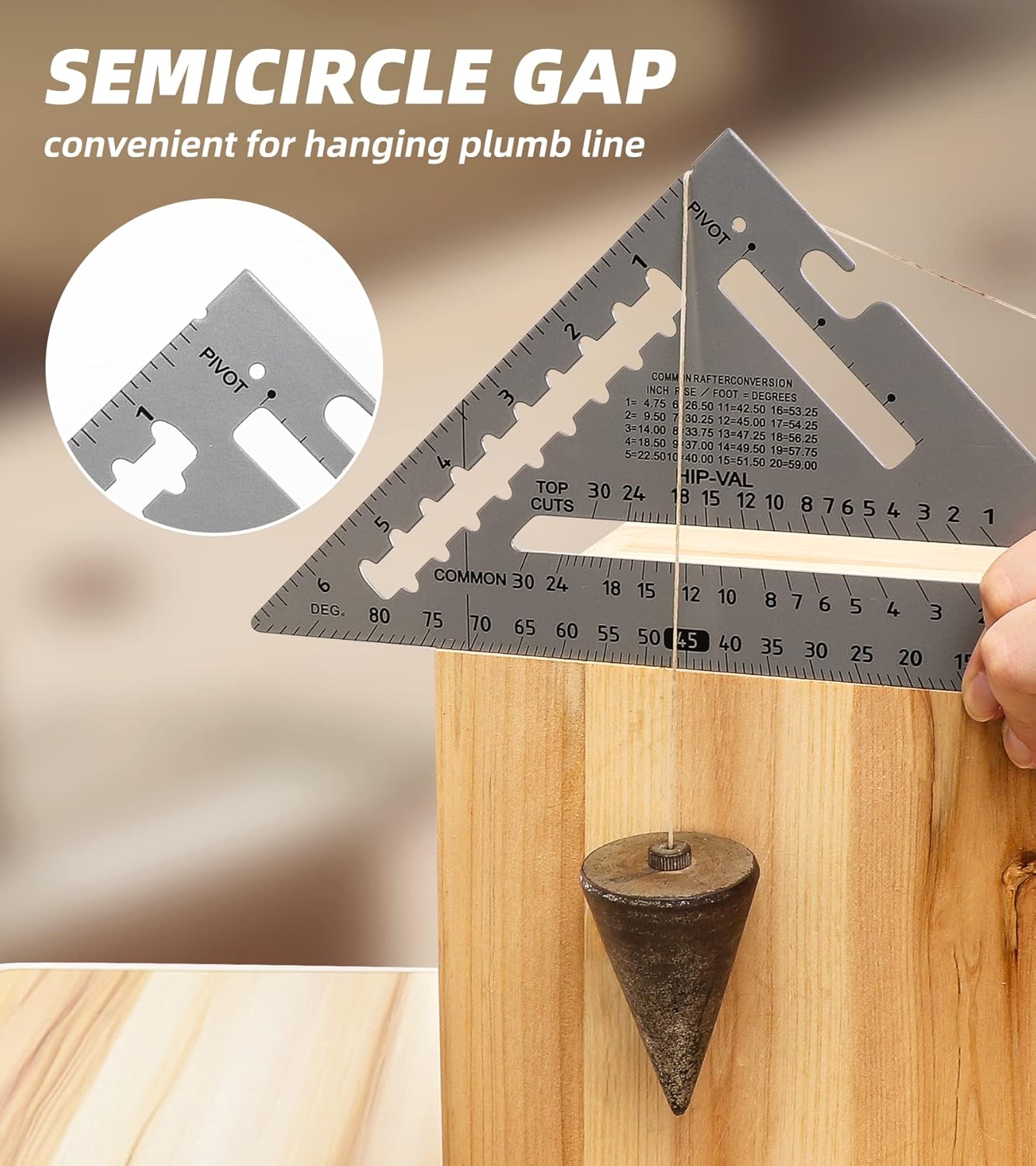 RONGPRO Multifunctional Rafter Square, 7 Inch Triangle Carpenter Square Metal Alloy, Rafter Square Layout Tool - - 