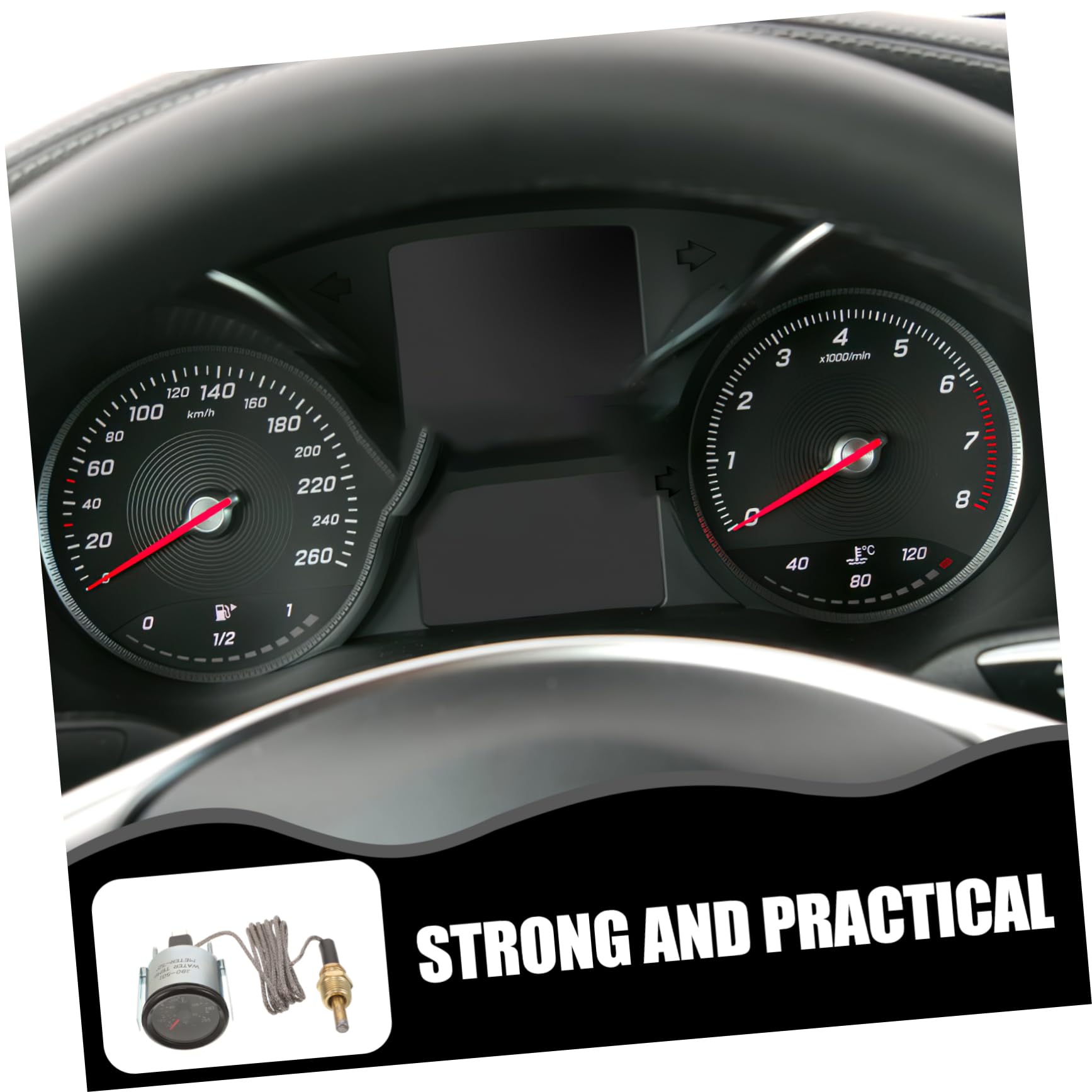 ULTECHNOVO Medidor Mecánico de Temperatura del Agua 52 Mm con Sensor 2 Pulgadas para Coche Indicador Dual Celsius y Fahrenheit Uso Automotor Vehículo Verano Invierno