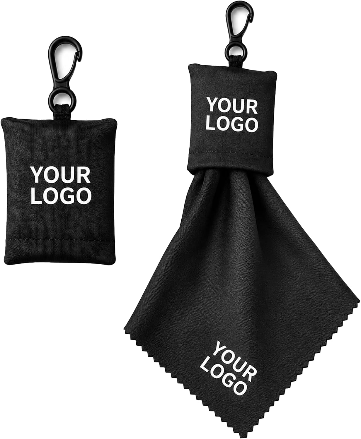 Custom Full-Color Microfiber Lens Cloth with Integrated Cleaning Pouch Bulk Promotional Screen Cleaner with Carabiner for Eyewear, Cameras, and Tech Gear (1000)
