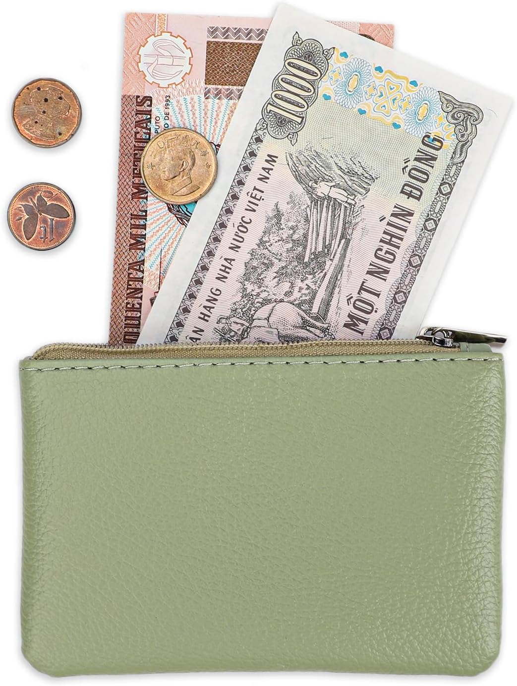 KALIONE 2 Pack Coin Purse, Portable PU Leather Coin Purse with Zipper Coin Purse Mini Change Purse Small Coin Purse for Women Credit Card Folded Bills ID Key Headset Lipstick(Black&Green) - Image 6