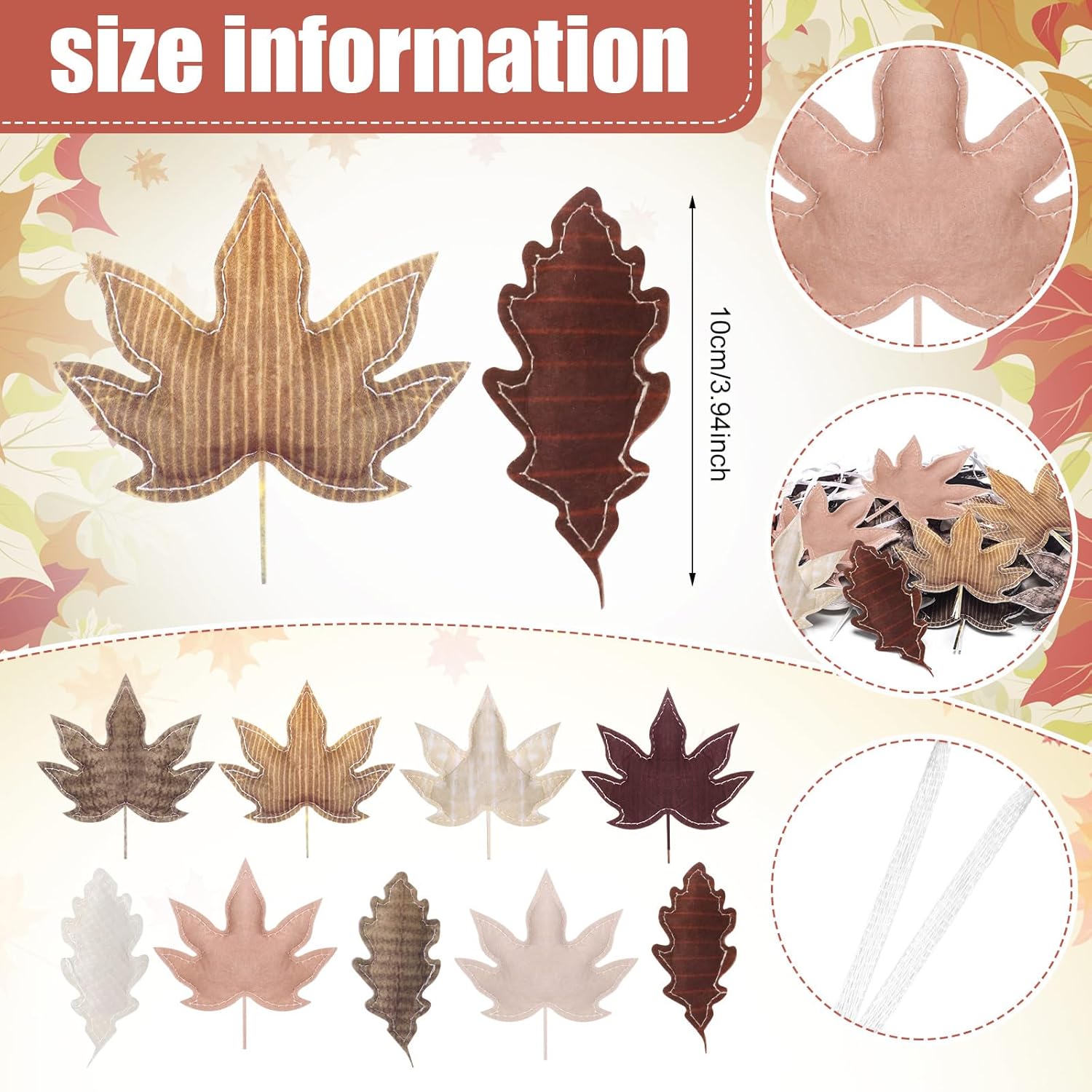 30 Thanksgiving Fall Leaves Fall Trees Ornaments 3D Fabric Felt Leaves for Crafts Cotton Maple Leaf Hanging Ornament Thanksgiving Ornament for Tree Autumn Decoration Farmhouse Harvest Party - Image 2