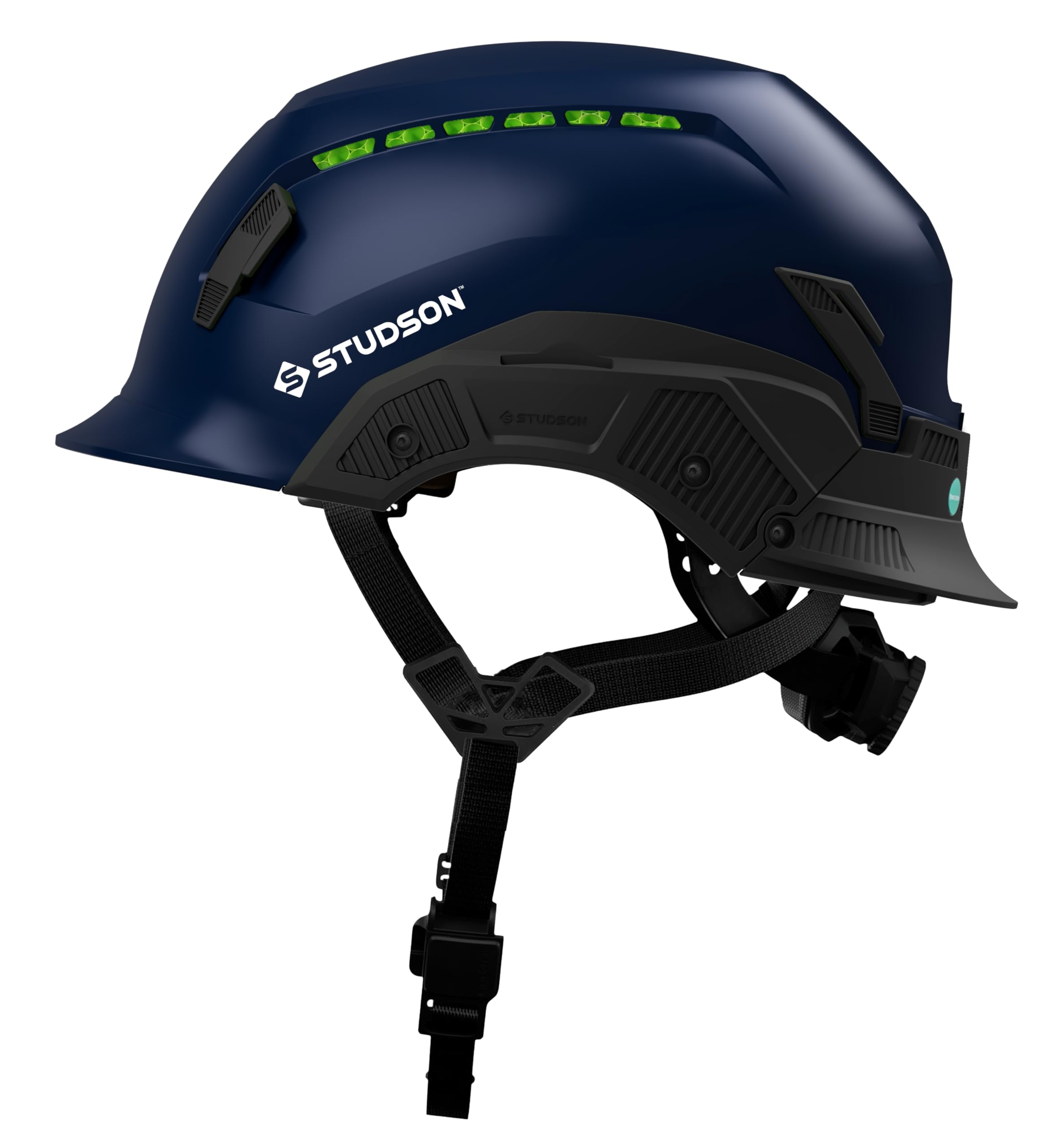 Studson SHK 1 Vented Safety Helmet - Ultralight, Modular Brim, Fidlock Buckle, 4 Point Strap, Breathable, Rainproof, 20KV Protection- Blue, L/XL, 58-63cm