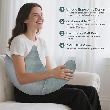 RQUXMT Shoulder Surgery Pillow, Rotator Cuff Pillow, Side Sleeper Pillow with Pocket & Adjustable Strap, Arm Support for Injury, Post-Op Care, Pain Relief (Dusty Green)