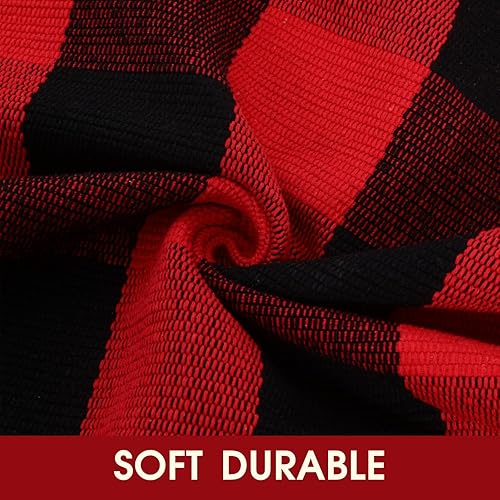 Miniatura 3 de Alfombra de Navidad a cuadros rojos y verdes y blancos, 28 x 43 pulgadas, tapete de algodón lavable a mano para puerta de entrada, alfombra de