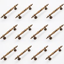 12 Pcs Antique Brass Cabinet Pulls Handles Drawer Handles Closet 110 mm Hole Center Vintage Cabinet Pulls for Hardware Hole Center Dresser Bathroom Kitchen