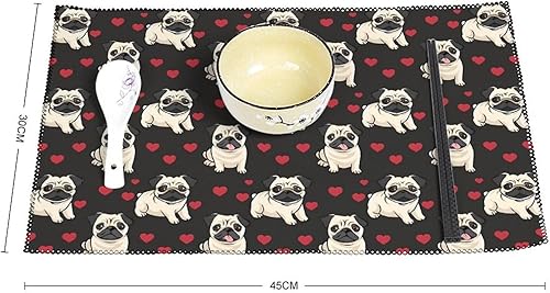 Miniatura 2 de Pug Dog Placemats Set of 6 Resistant Table Mats Washable Place Mats for Dinner Party Table Decoration