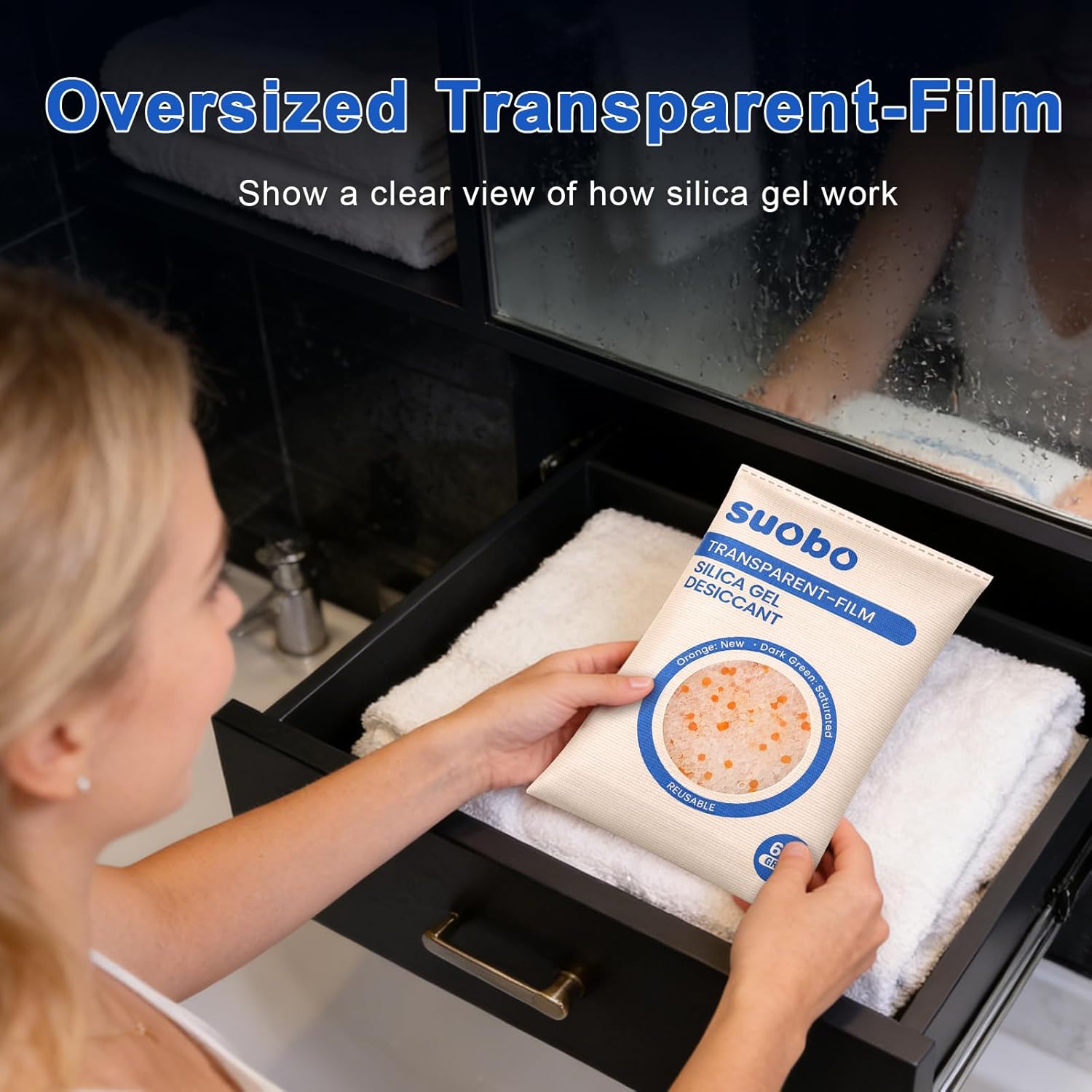 Transparent Film Desiccant Packs for Storage, 5 Packs 600 Gram Large Silica Gel Packets Reusable, Color Indicating Moisture Absorbers, Dehumidifier for Car, Safe, 3D Filaments, Closet