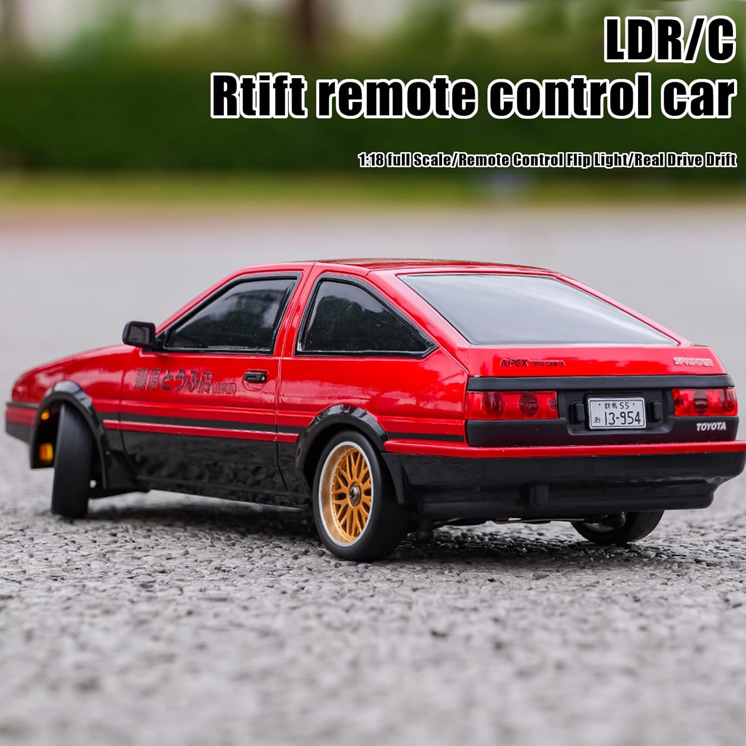 FLYCOLOR 1:18 AE86 Model LD1801 RC Drift Car 1/18 2.4G Remote Control on Road ESP Gyroscope LED Mini RC Racing Cars (Red)