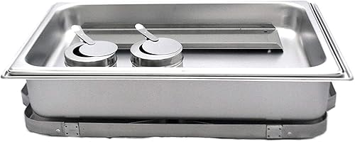 Miniatura 3 de Tiger Chef Juego de bufé de platos de roce – Platos de acero inoxidable – Juego de chafers y calentador de buffet con sartenes desechables de tamaño