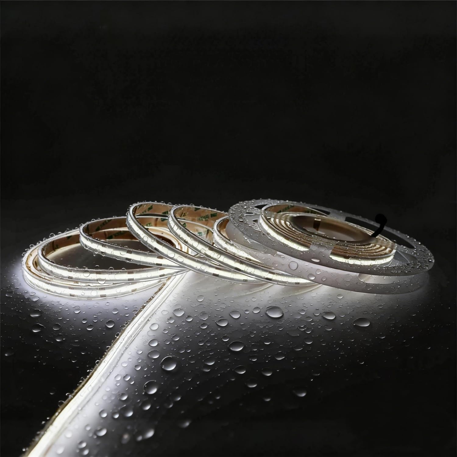 COB LED Light Strip Waterproof IP67, 16.4ft 480 LEDs/m CRI>90 12V 6000K Dotless High Density Outdoor LED Strip Lights for Indoor&Outdoor, Kitchen Under Cabinet, Bathroom, Patio, Deck (No Power Supply)