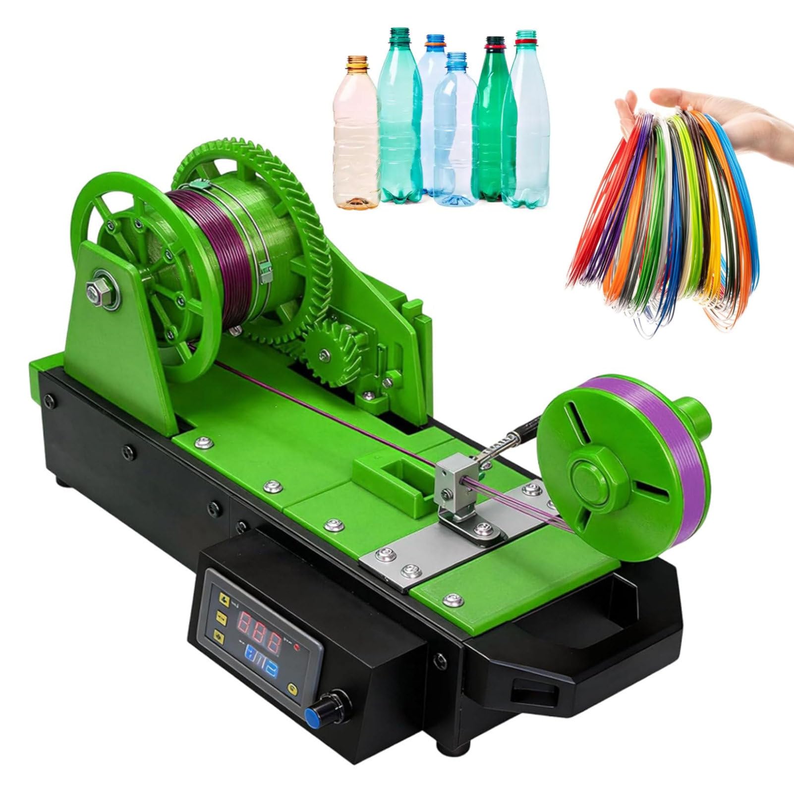 Pvxa Pultruded Plastic Bottle Filament, 3D Printer Extruder Filament Maker Machine, with Digital Temperature Control, for Families, Small Studios, DIY Makers Green