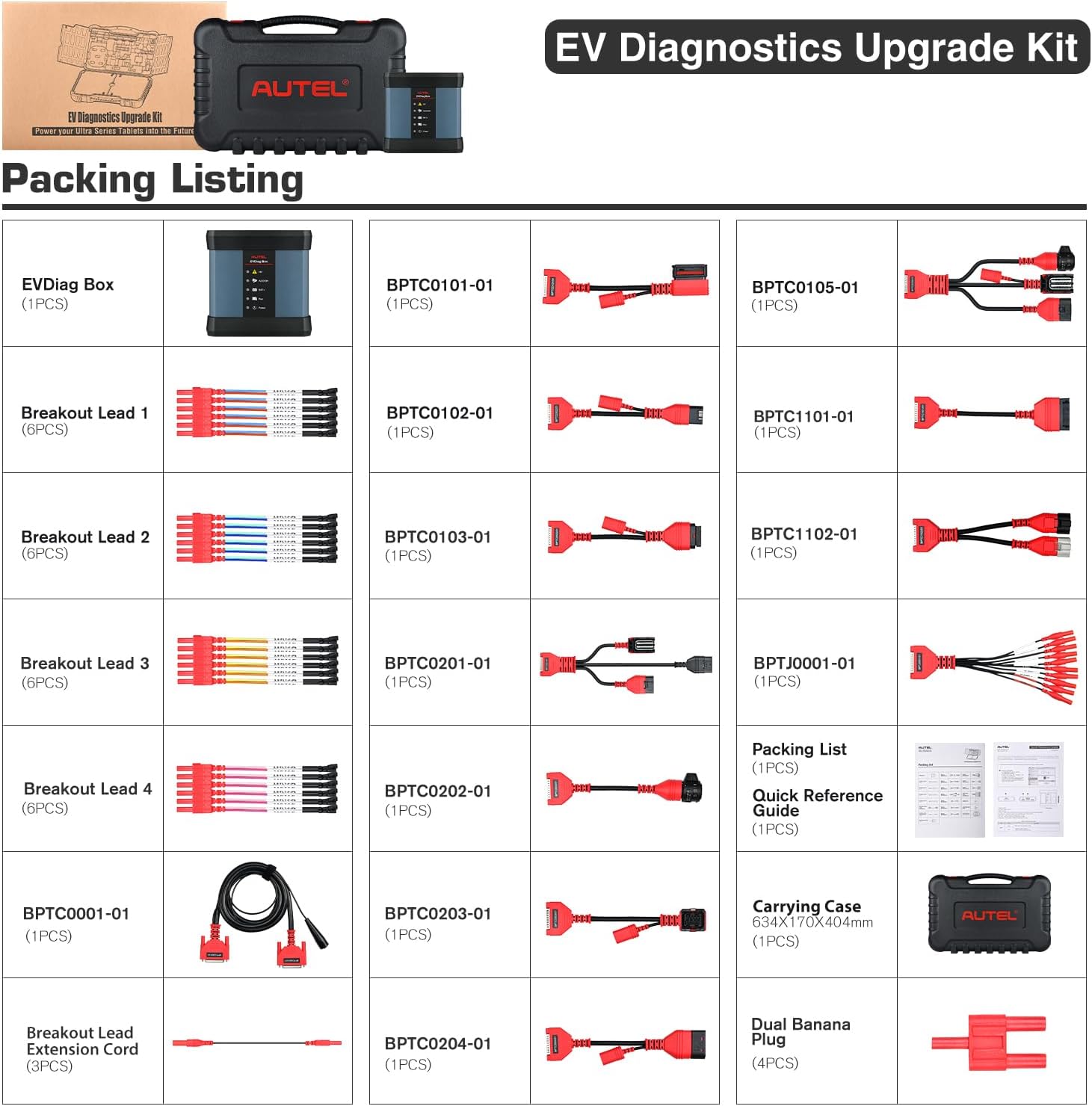 Autel MaxiSYS EV Box Upgrade Kit, 2026 Fit Ultra S2 MS919S2 UltraADAS MSUltra MS919 MS909, Same EV Adapters in UltraEV, Full Electric Vehicle Diagnostics, High-Voltage System & Battery Pack Analysis