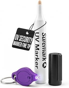 SureMark UV Security Marker Fine Tip with Keyring UV Light