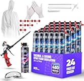 ixirpro Spray Foam Insulation Kit (24 PK Kit-26.46oz) Expanding Sealant, Closed Cell Spray Foam for Heat Acoustic Insulation, Cleaner, Gun & Accessories Included