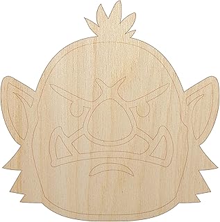 Orc Male Character Face Unfinished Wood Shape Piece Cutout for DIY Craft Projects - 1/4 Inch Thick - 4.70 Inch Size