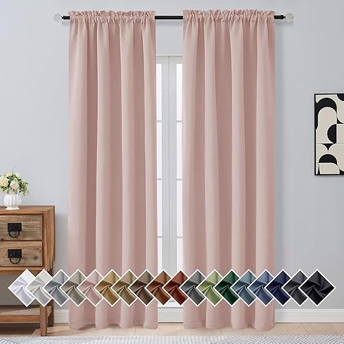 Miniatura 137 de OVZME Cortinas opacas turquesa para tratamiento de ventanas pequeñas, cortinas cortas con bloqueo de luz para ventana de cocina sobre el fregadero,