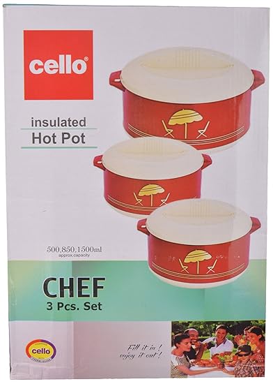 Cello Chef 3 pcs Insulated Hot Pot Casserole Gift Set Maroon