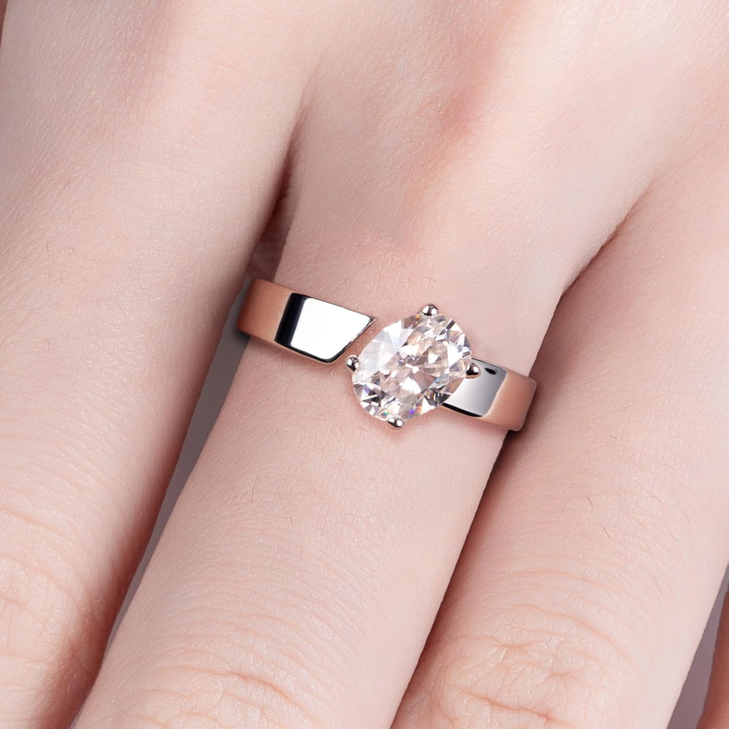 Emerald/Marquise Cut Moissanite Engagement Ring D Color VVS1 Clarity 925 Sterling Silver Promise Anniversary Wedding Statement Rings for Women Men with Certificate