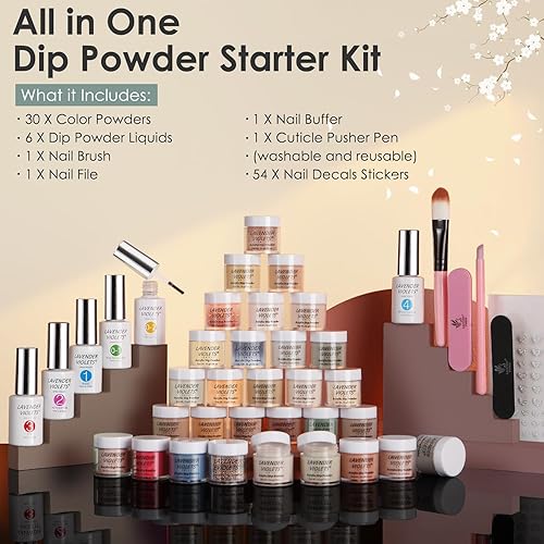 Miniatura 5 de Lavender Violets 36 colores de polvo de inmersión kit de uñas de secado rápido polvo de inmersión para el hogar salón diseños de arte de uñas M951