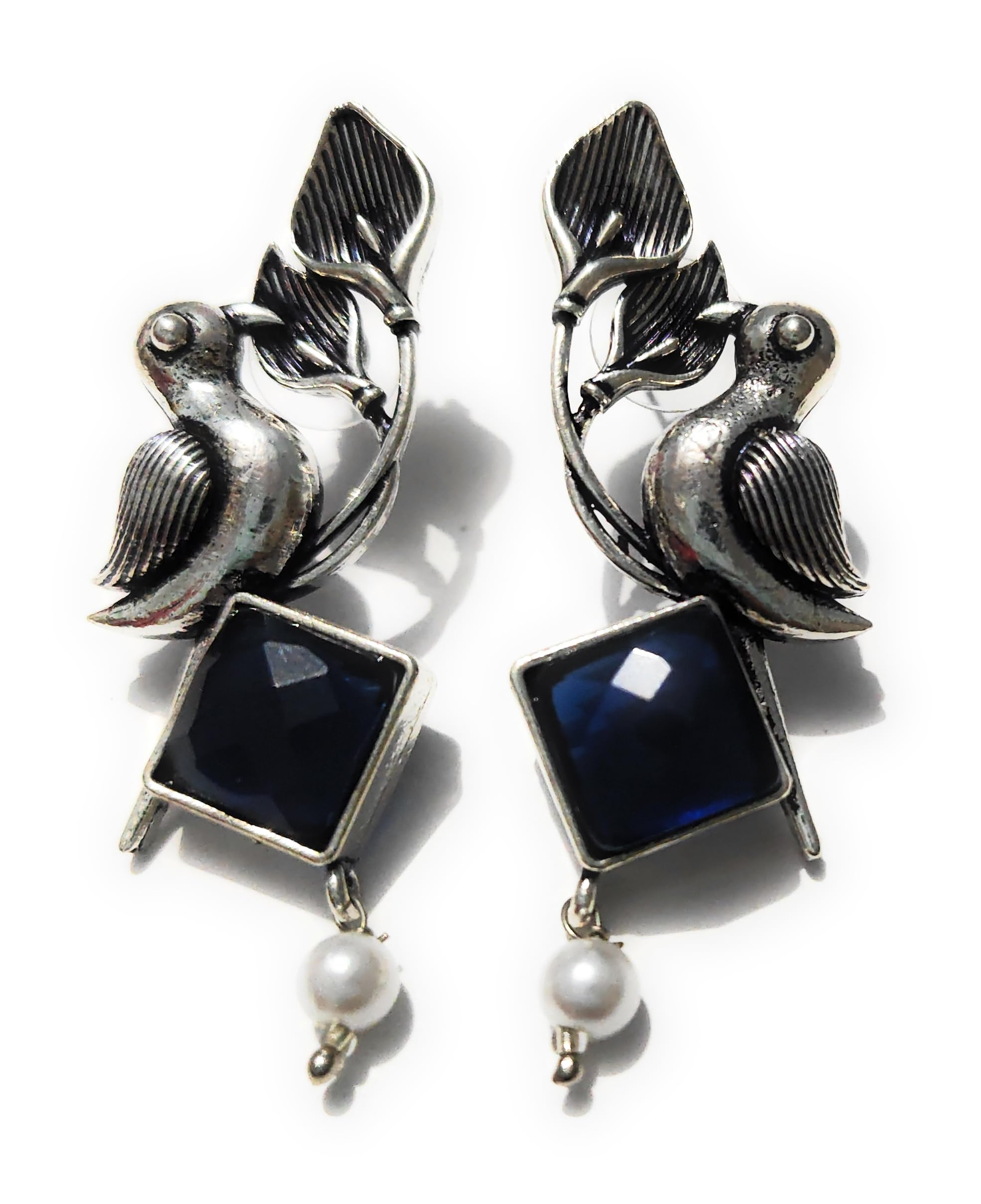 SHARVARI IMITATION JEWELLERY Oxidised bird designed kundan earrings (Blue) (B0DDT1DHSG) Amazon Price History, Amazon Price Tracker