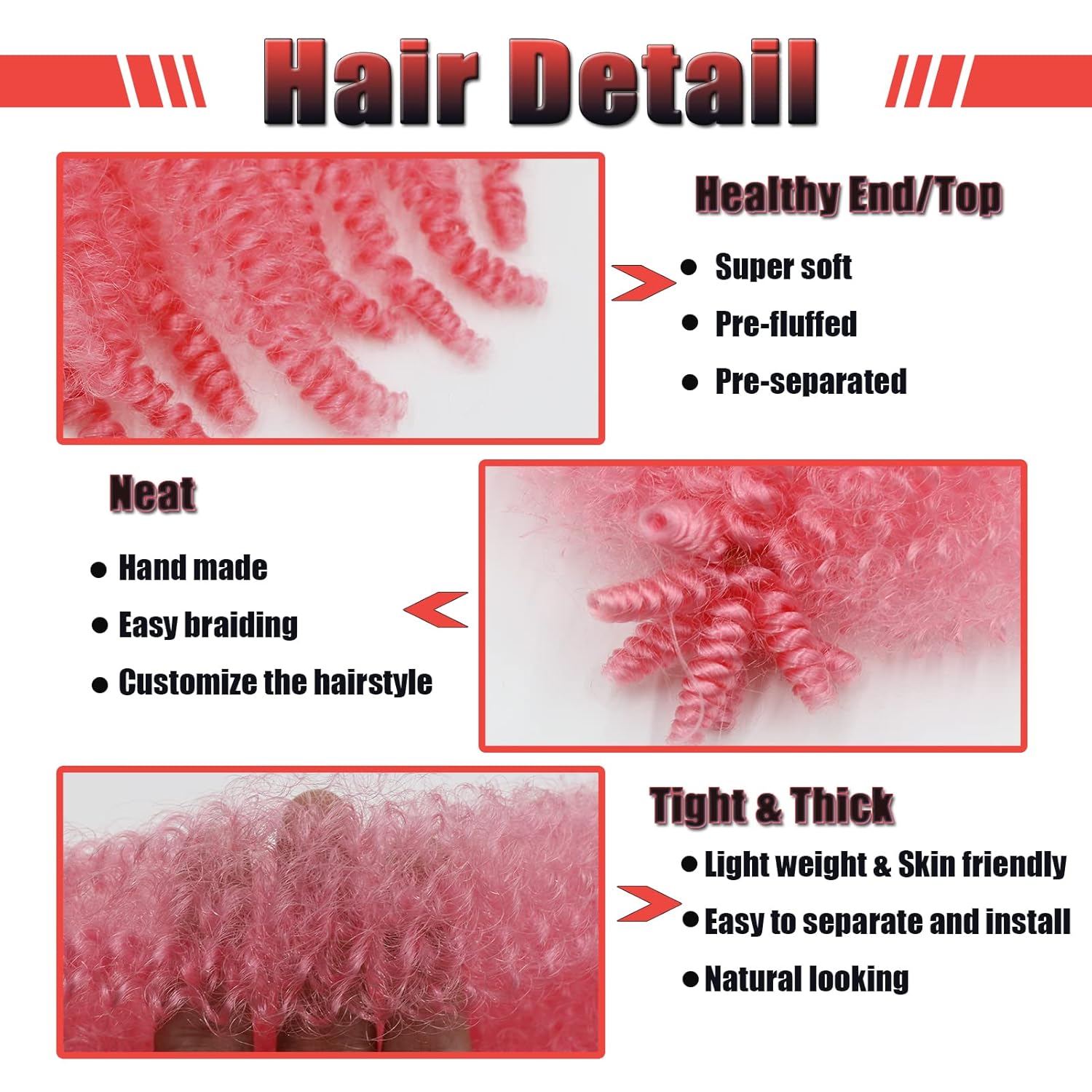 8 Packs Pink Spring Twist Hair 30 Inch Springy Afro Twist Kinky Marley Braiding Hair Wrapping Hair for Soft Locs Afro Spring Twist