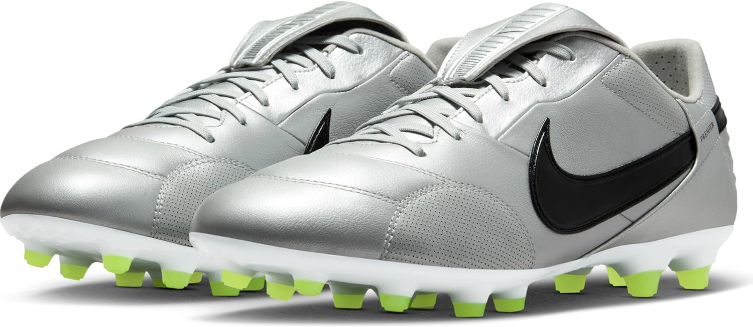 Nike Premier 3 Firm-Ground Low-Top Soccer Cleats (Metallic Silver/Volt/Black) Size 8