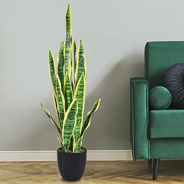 GiantexUK 93cm Fake Sansevieria, Artificial Snake Plant with Plastic Pot, Faux Indoor House Plant for Home Office Decoration, Mother in Laws Tongue