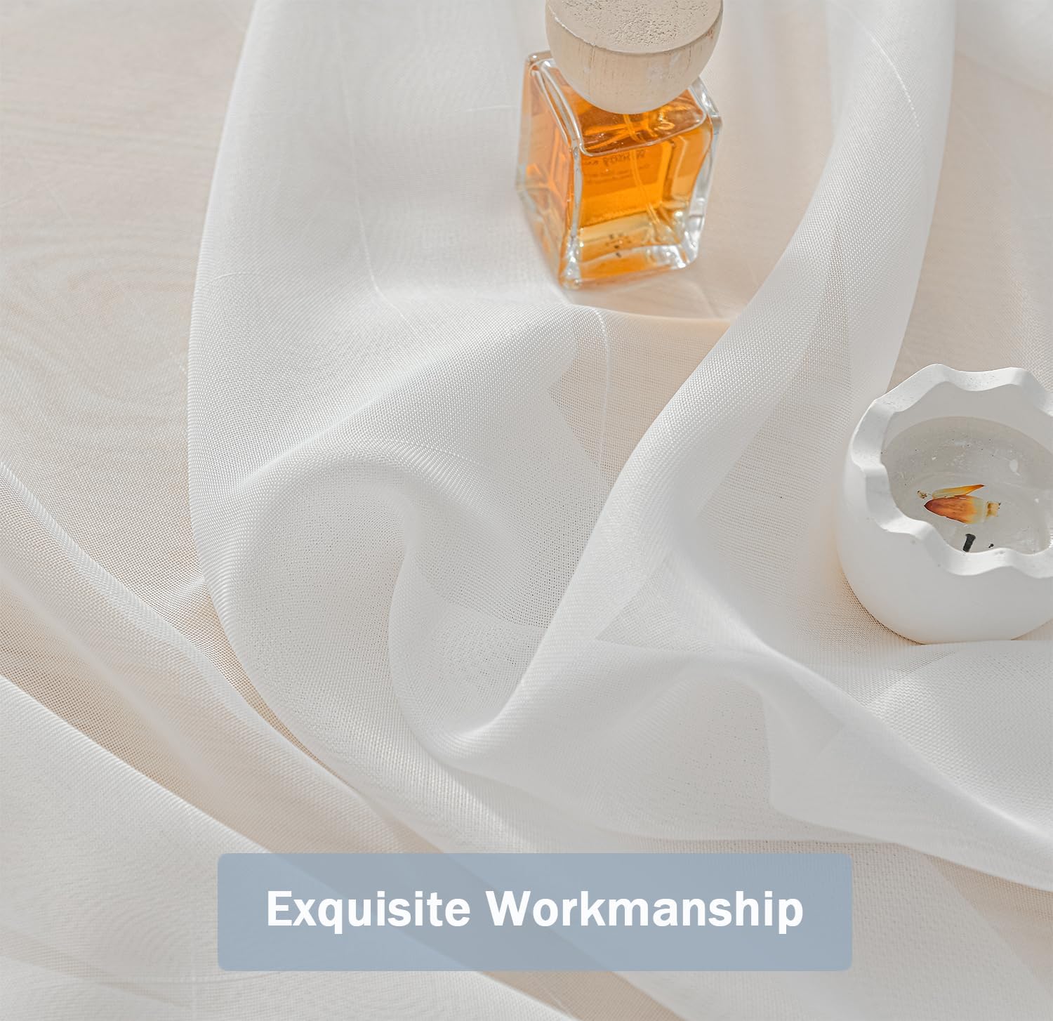 Non-See-Through White Sheer Pinch Pleated Curtains 84 Inches Long 2 Panel Set, Privacy Semi Sheer Window Treatments Light Filtering Window Curtains Drapes for Bedroom Living Room, 50”Wx84”L