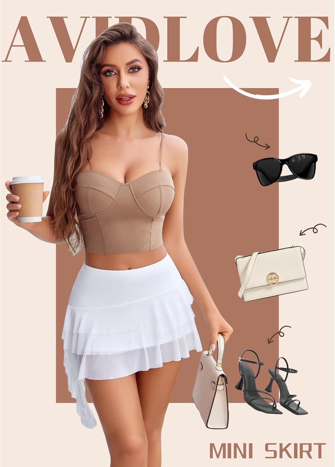 Avidlove Women's Asymmetric Ruffle Mini Skirt Ruched Hem Tiered Skirt Sexy Lace Lingerie Short Skirts - Image 2